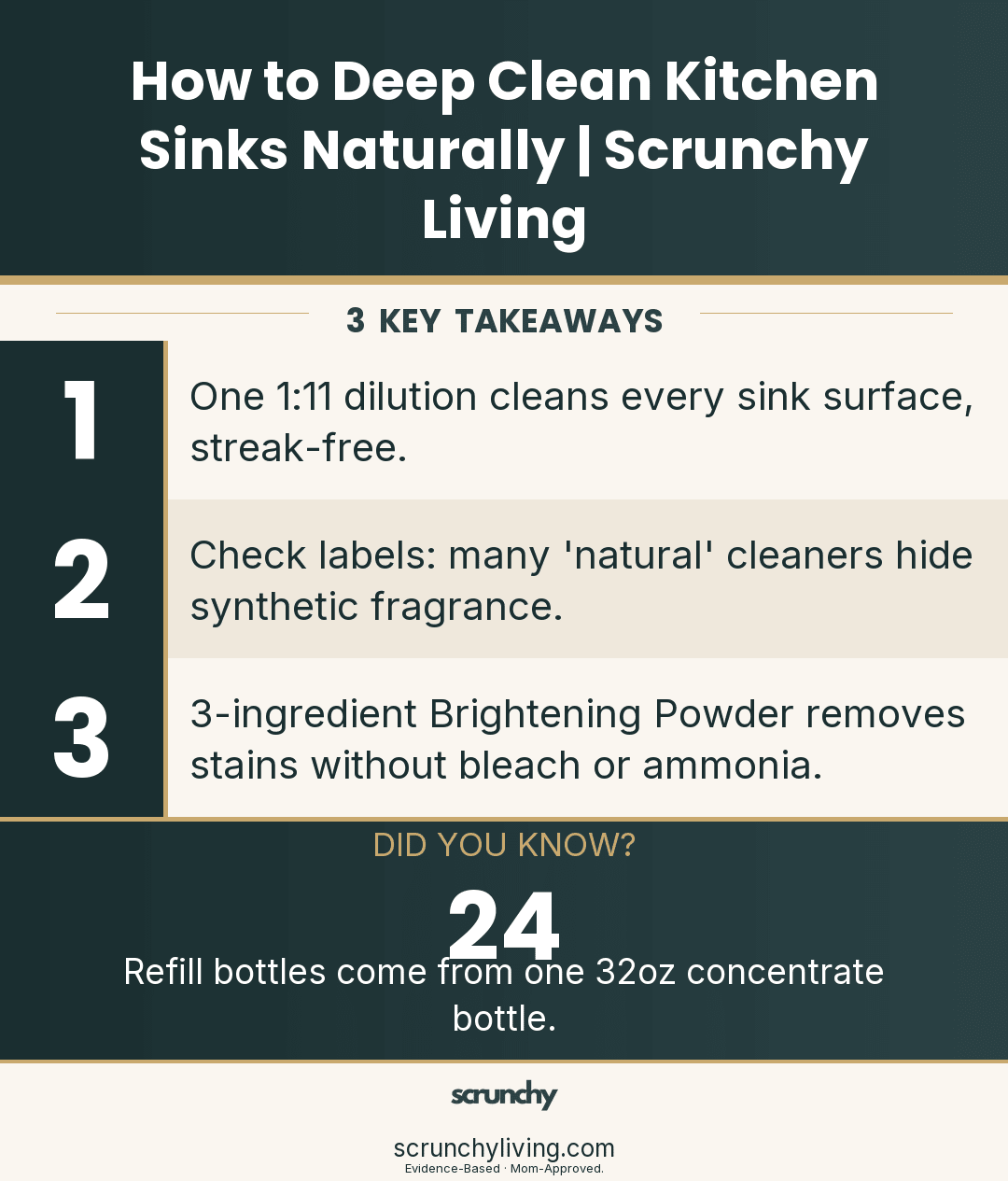 How to Deep Clean Kitchen Sinks Naturally | Scrunchy Living - Scrunchy Living