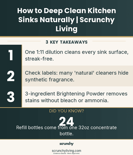 How to Deep Clean Kitchen Sinks Naturally | Scrunchy Living - Scrunchy Living
