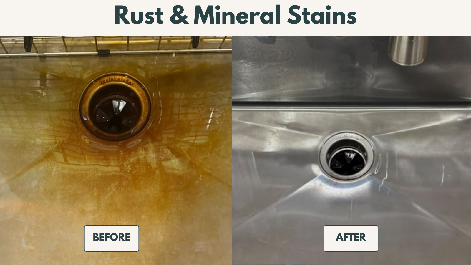 Bathroom sink before and after cleaning